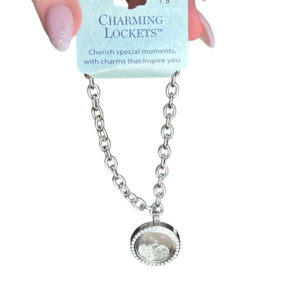 Silverworks CZ Floating Charm Locket Charm bracelet for Mom 7.5” - Picture 4 of 7